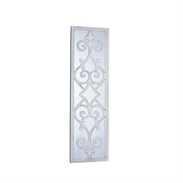 Household Essentials Large Framed Decorative Scroll Wall Mirror White 